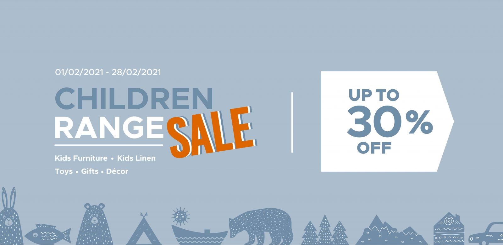 30% Off Children Range Sale Website Banner